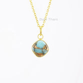 Copper Amazonite Necklace, Cushion Amazonite 12mm Gemstone Necklace, 925 Sterling Silver Jewelry, Gift For Her, Bezel Necklace,Birthday Gift
